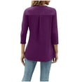 thumbnail image 5 of Workout Tops for Women Viikei Womens Tops Casual Clearance,Fall Tops for Womens 2025 Trendy,Ladies' Casual Solid Color Waist Cinched 3/4 Sleeve V-neck Top/shirt Purple XL, 5 of 8