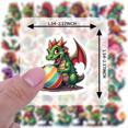 thumbnail image 5 of LUUFILx 50pcs Cute Dinosaur Stickers Cartoon Warrior Holiday Stickers Animal Characteristics Adventure Stationery Laptop Guitar Phone Water Bottle, 5 of 8