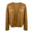 thumbnail image 5 of Pitauce Womens Cropped Sequin Jacket Open Front Long Sleeve Cardigan Glitter Sparkly Short Jacket S-3XL, 5 of 5