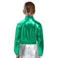 thumbnail image 3 of Hansber Kids Shiny Metallic Bomber Jacket for Boys Girls Long Sleeve Zip Up Motorcycle Baseball Coats Green 6, 3 of 8