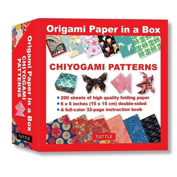 Origami Paper in a Box - Chiyogami Patterns: 200 Sheets of Tuttle Origami Paper: 6x6 Inch Origami Paper Printed with 12 Different Patterns: 32-Page Instructional Book of 12 Projects (Other)