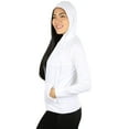 thumbnail image 4 of ToBeInStyle Women's Thin Fabric Long Sleeve Kangaroo Pocket Zip Up Hoodie - White - Small, 4 of 4