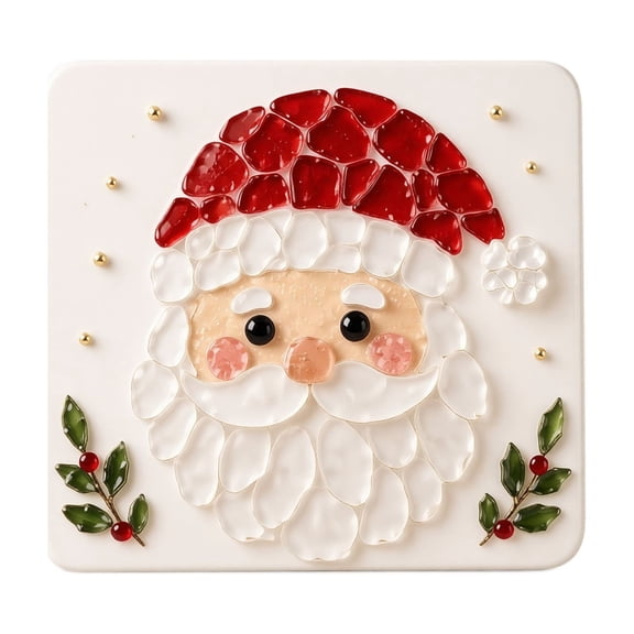 Christmas Sea Glass DIY Kit, Santa Mosaic Craft with 3.94 in Display Board, Tabletop Holiday Home Decor for Adults