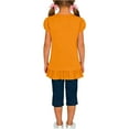 thumbnail image 2 of Cethrio Girls Cotton T-shirts, Short Sleeve Crew Neck Casual Ruffled Summer Tops Orange Size 7-8, 2 of 6
