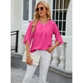 thumbnail image 7 of Anbech Women's 3/4 Sleeve Chiffon Blouse Shirt 2024 Trendy O-Neck Flowy Elegant Business Casual Tshirt, 7 of 7