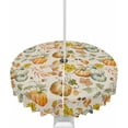 thumbnail image 2 of Fall Thanksgiving Day Outdoor Tablecloth with Umbrella Hole, Orange Pumpkin Watercolor Zippered Table Cloth for Round Tables Beige Burlap Waterproof Tabletop Collection for Patio Garden Picnic, 60R, 2 of 6