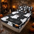 thumbnail image 3 of Erosebridal Kawaii Ghost Zipper Full Size Comforter Sets with Fitted Sheet and 2 Pillowcases, Halloween Witch Hat Zipper Bedding Set for Boys Girls, Black Purple, Black Reversible, 3 of 7
