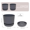thumbnail image 3 of Set De 2 Macetas Elly Decor Con Plato Drenaje Interior Exterior 12 Pulgadas Gris, 3 of 5
