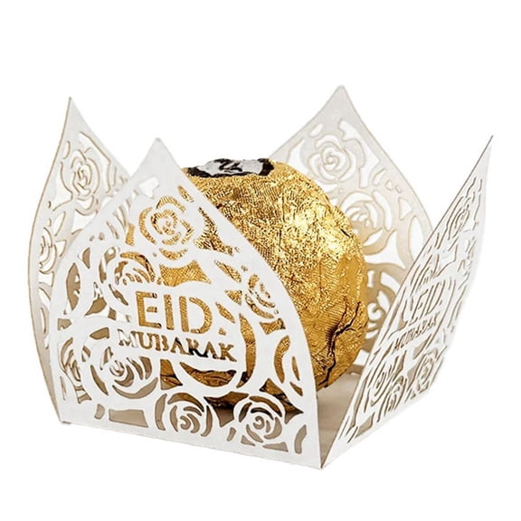 50Pcs Eid Mubarak Decoration Chocolate Wrappers Paper Candy Food Tray Box Ramadan Islamic Muslim Supplies,B
