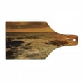 thumbnail image 1 of Seascape Cutting Board, Exotic Ocean with Waves on Rocks Panorama in Sunset Time Tangerine Tones Sky, Decorative Tempered Glass Cutting and Serving Board, in 3 Sizes, by Ambesonne, 1 of 2