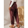thumbnail image 3 of Asyoly Corduroy Pants for Women Solid Casual High Waisted Straight Leg Pants Loose Comfy Trousers with Pockets, 3 of 5