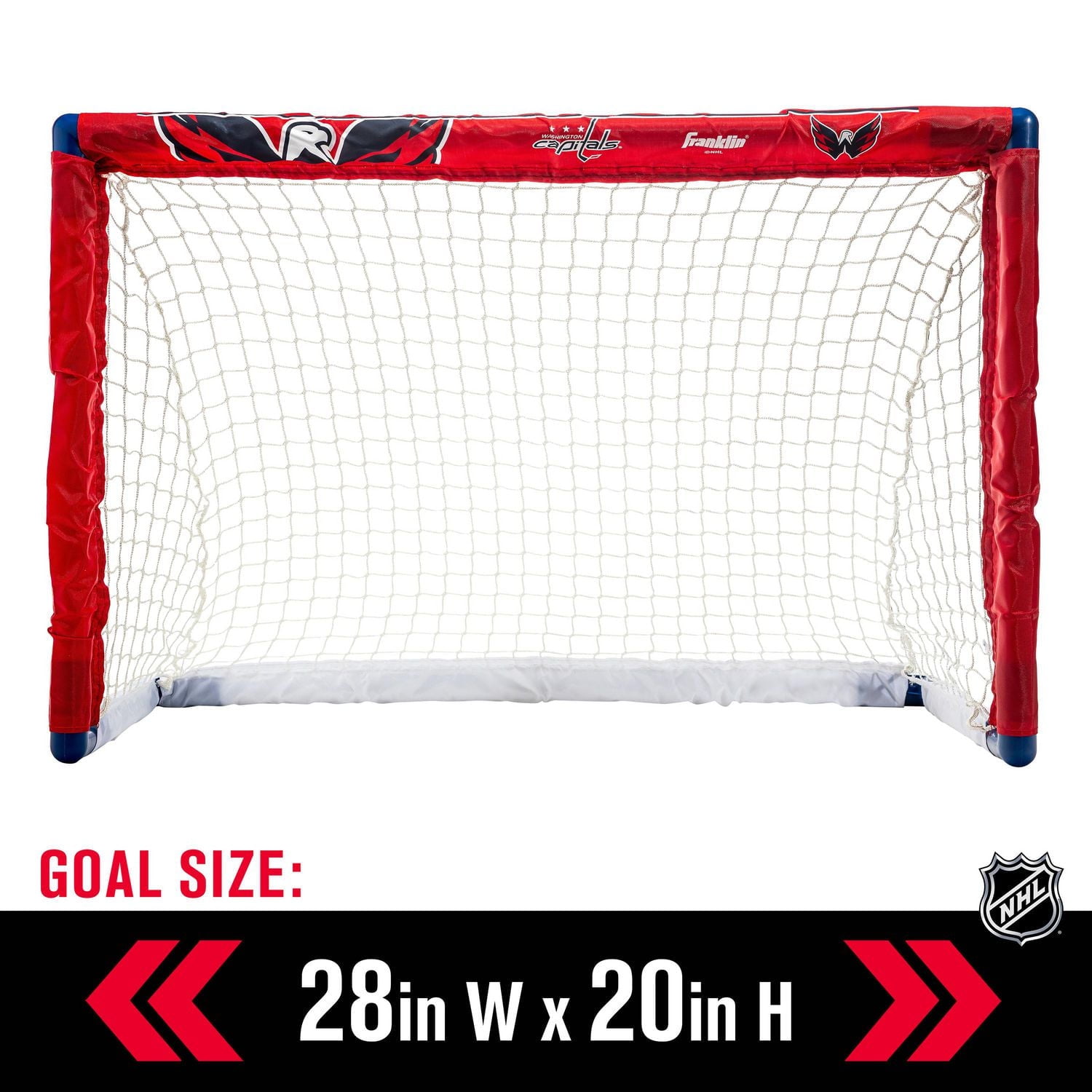 Franklin Sports NHL Capitals Mini Hockey Set - Kids Indoor Knee Hockey Goal, Ball, 2 Mini Hockey Stick Combo Set