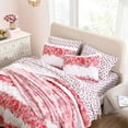 thumbnail image 3 of Betsey Johnson Banded Floral Bright Pink Brushed Microfiber Full/Queen Quilt Set, 3 of 9