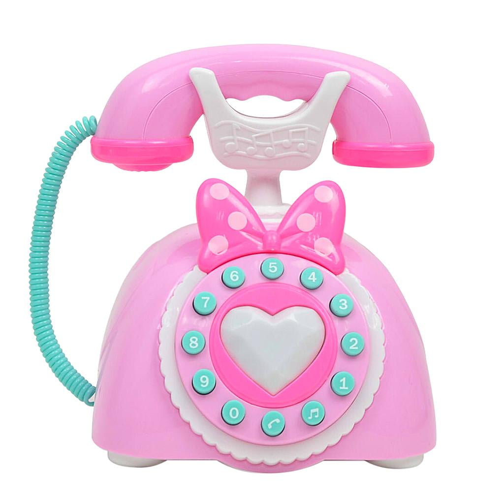 Pink Color Vintage Telephone Toy Early Developmental Toy for Kids