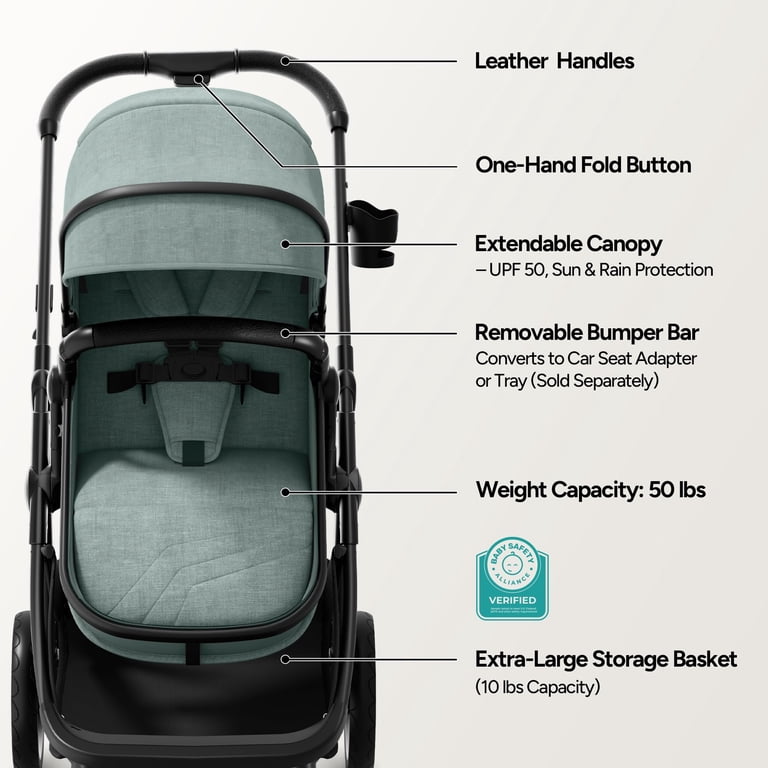 Mompush Wiz 2-in-1 Infant Bassinet Stroller, Reclining Seat