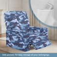thumbnail image 3 of FKELYI Camo Blue Print Recliner Slipcover with Side Pockets 4 Pcs Sofa Couch Cover Stretch Reclining Chair Covers Soft Lazy Boy Chair Cover for Bedroom Living Room, 3 of 7