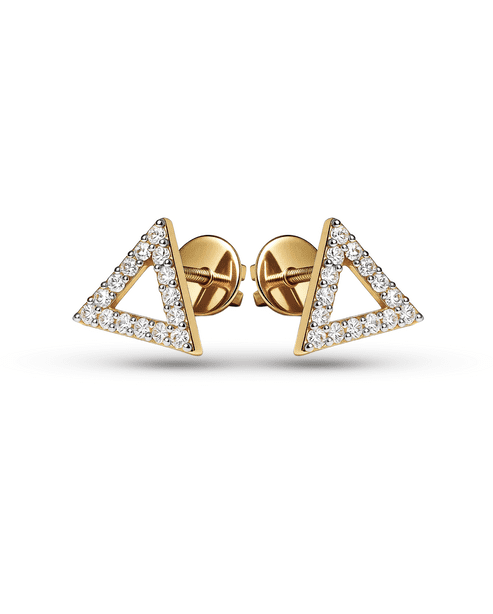 0.5 CT Diamond-Equivalent Triangle Studs – 14K Gold Over Sterling Silver Geometric Minimalist Earrings for Women"