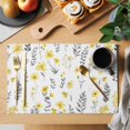 thumbnail image 2 of Yellow Spring Floral Placemats Set of 6, Flowers Botanical Elegant Pastoral Placemats for Dining Table, Place Mats for Kitchen Tabletop, Waterproof Wipeable Dining Table Mats Set, 2 of 9