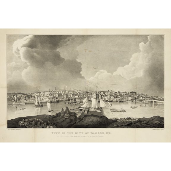 Print: View Of The City Of Bangor, Me., 1835