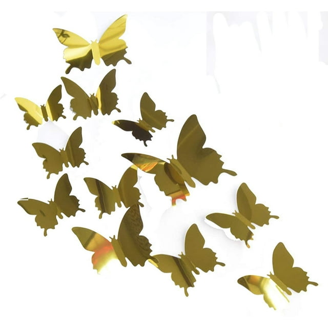 12 piezas DIY mariposas decoración de pared combinación 3D espejo pegatinas de pared decoración de pared pegatinas decoración del hogar Namotu ZH-128