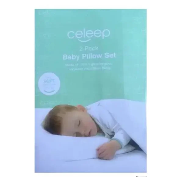 Toddler Pillows Set 2 Pack 13 x 18 Inch Soft Organic Toddler Bedding - New