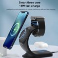 thumbnail image 2 of Teléfono inalámbrico Estación de carga vertical rápida 3 en 1 Auricular Smartwatch Cargador Reemplazo para iPhone Serie 12/13 Negro 15W Inevent EL005044-01B, 2 of 7