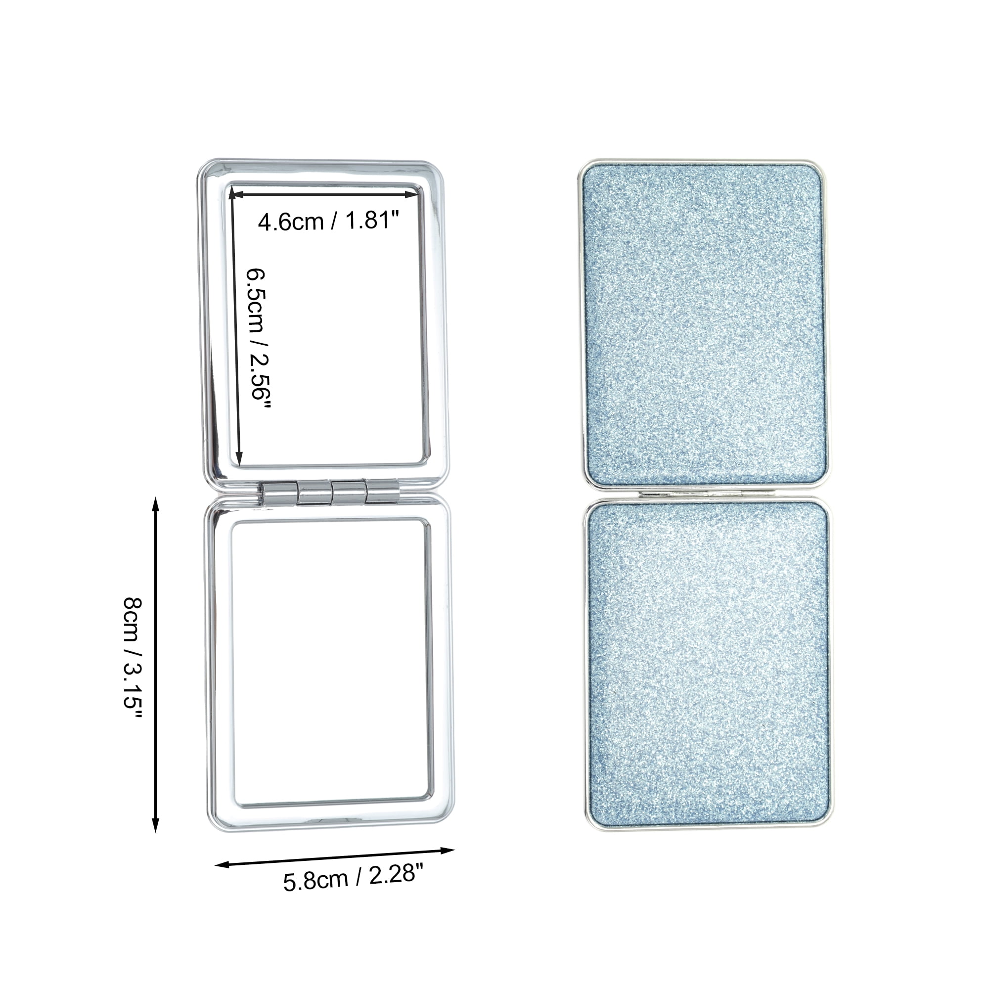 Unique Bargains 1 Pc Women Rectangular Double-sided Makeup Mirror for Travel Lake Blue