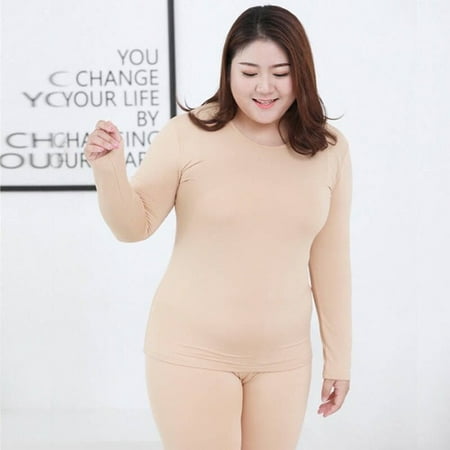 

DanceeMangoo New Long Sleeve Women Over Size Thermal Long Johns Autumn Women Long Johns Solid Warm Women Thermal Underwear 3XL 4XL 5XL Wear