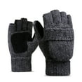 thumbnail image 1 of Guantes de lana con aislamiento térmico sin dedos para mensajes de texto para mujeres y hombres, guantes convertibles de punto cálidos de invierno con solapa, 1 of 6