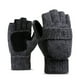 thumbnail image 1 of Guantes de lana con aislamiento térmico sin dedos para mensajes de texto para mujeres y hombres, guantes convertibles de punto cálidos de invierno con solapa, 1 of 6