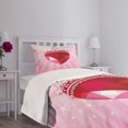 thumbnail image 5 of Ambesonne Queen Quilted Bedspread Set 2 Pcs, Red Heart Crown Girls, Twin Size, Pink Red, 5 of 6