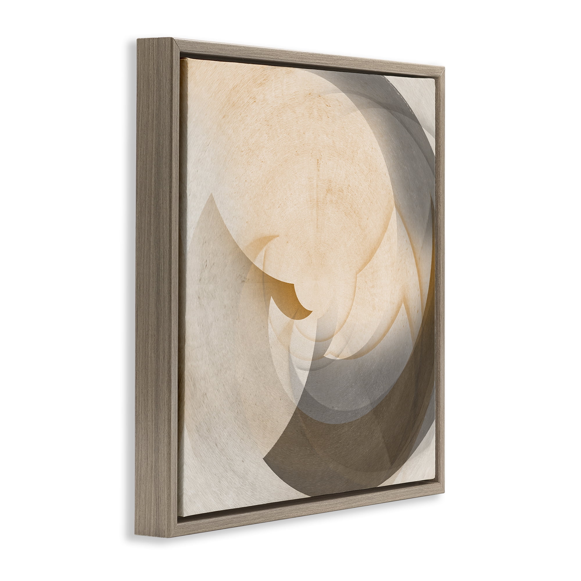 Stupell Industries Shadowed Form Curve Abstract Painting Brown Floater Framed Canvas Art Print Wall Art, 18 x 18