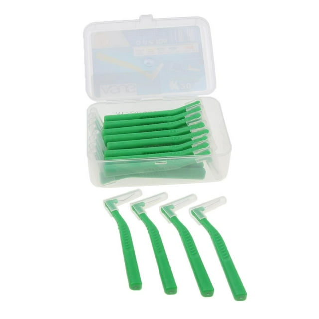 20 piezas de cepillo interdental, palillo de dientes, hilo dental, limpiador de dientes Verde