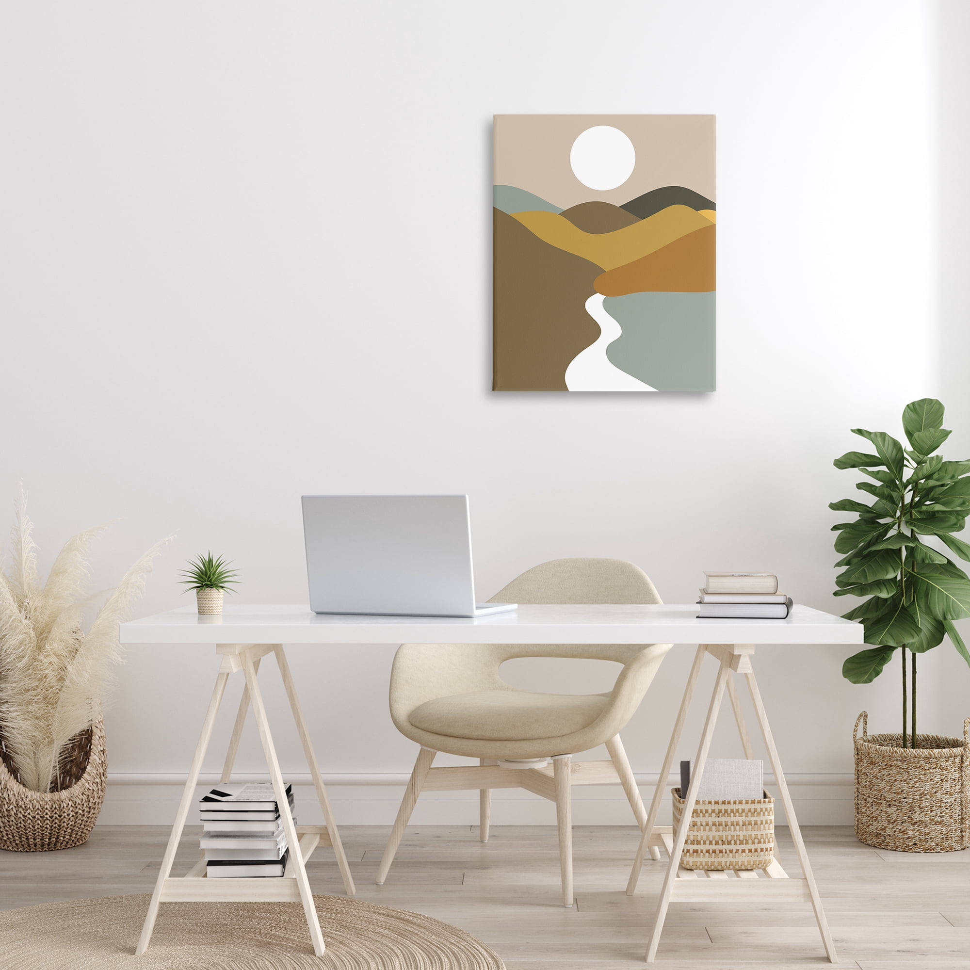 Stupell Industries River Towards Mountains Landscape Painting Gallery Wrapped Canvas Art Print Wall Art, 24 x 30