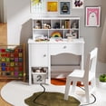 thumbnail image 2 of Gymax Kids Study Desk & Chair Set Children Wooden Craft Table w/ Chair & Hutch White, 2 of 9
