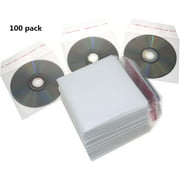 RICHEN CD/DVD/BluRay Sleeves,Double-Sided Refill Plastic Sleeve for CD and DVD Storage Binders,100 Pack (White)