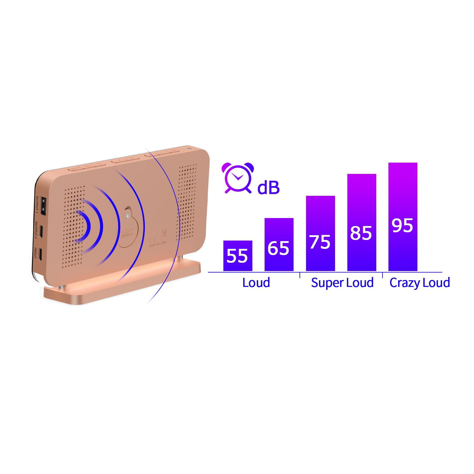 deevoka LED Digital Alarm Clock Bedroom Electronic Desk Clock RGB Color Modes Mirror Display for Home Living Room Tabletop Decoration Rose Gold