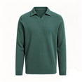 thumbnail image 4 of Cmfcve Johnny Collar Knit Shirts for Men Dralon Fleece Long Sleeve Pullover Tops Fall Casual Business Layering Shirts, 4 of 6