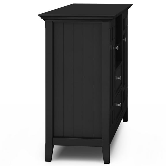 Bedford 53 inch Wide Solid Wood Tall TV Stand in Black For TVs up to 60 inches