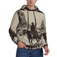 thumbnail image 2 of Lsque Western Desert Cowboy Pattern Casual Men's Hoodie,Hooded Sweatshirt with Kangaroo Pocket,Pullover Hoodie-X-Large, 2 of 7