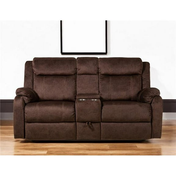 HomeRoots 561564 70 in. Dark Brown Manual Reclining Loveseat with Storage