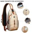thumbnail image 3 of Retro Sling Bag, Sketch Style Geometric Crossbody Backpack with Tribal and Rustic Elements for Daily Use, 3 of 6
