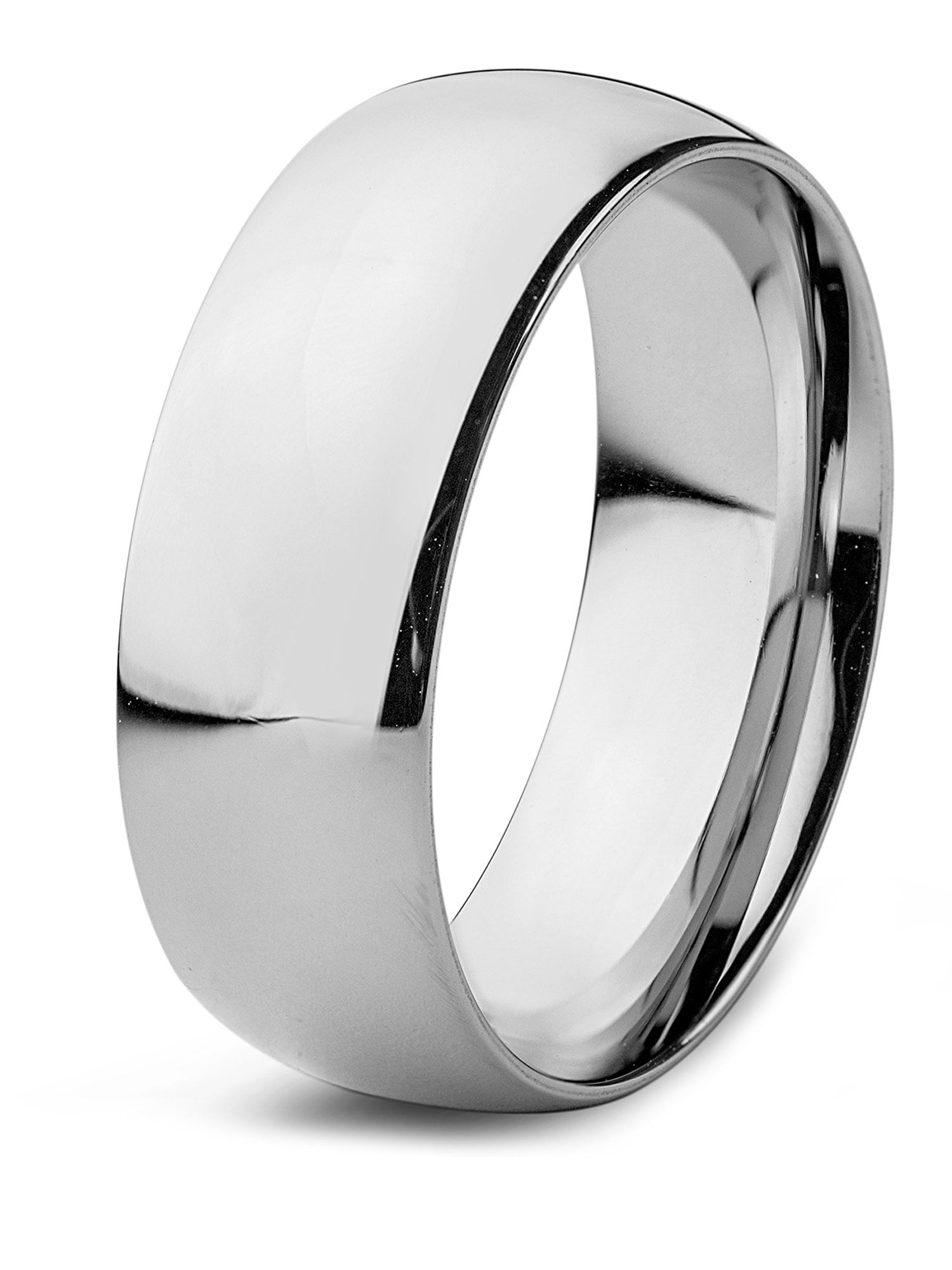 Coastal Jewelry High Polished Finish Domed Titanium Band Ring (8mm ...