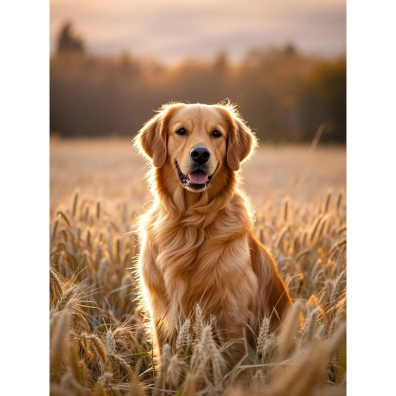 Golden Retriever Diamond Painting DIY Kits 5D Diamond Art Full Round Drill Crystal by Number Stitch Handmade Arts and Crafts for Home Wall Living Room Bedroom Decor 12x16 inch