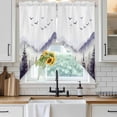 thumbnail image 4 of Purple Foggy Forest Kitchen Window Curtains, Swag Curtains Valance for Bedroom Living Room Bathroom, Country Mountain Birds Pine Trees Rod Pocket Window Curtain Block Drapes 2 Panels 28"x36", 4 of 9