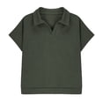 thumbnail image 5 of AJTQTH Waffle Knit T-Shirts for Kids Boys Lightweight Casual Summer Short Sleeve V Neck Basic Solid Color Athetic Tees School Fashion Collared Henley Tshirt Tops Army Green 5-6 Years, 5 of 9