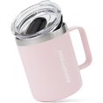thumbnail image 1 of AeroPress Travel Coffee Mug with Handle, Double-Wall Vacuum Insulated Stainless Steel with Splash-Resistant Slider Lid, Compatible for Hot or Cold Drinks, Dishwasher Safe, 12 oz, Pink, 1 of 3
