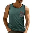 thumbnail image 3 of Horkkom Sleeveless Shirts for Men Summer Workout Crew Neck Tank Top with Pocket Color Block Gym Tank Tops, Gifts for Men XL, 3 of 7