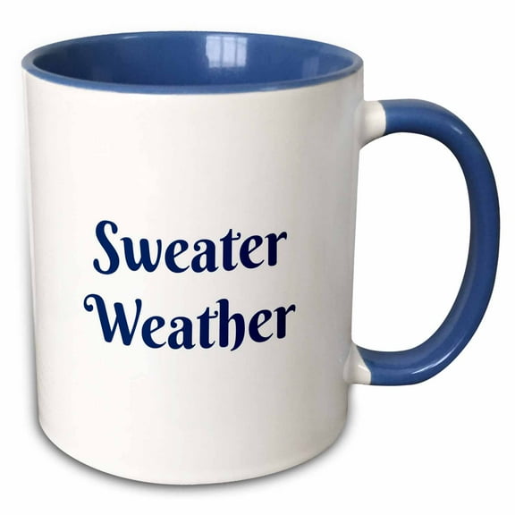 3drose, Image of Sweater Weather Quote, 11oz Two-tone Blue Mug