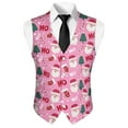 thumbnail image 5 of Yuyamidu Santa Claus Men's Suit Vest Size 3XL Xmas Tree V Neck Business Dress Vests Pink Christmas Formal Wedding Waistcoat Slim Fit, 5 of 7